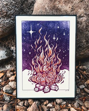 5x7 Campfire Giclee Framed Print