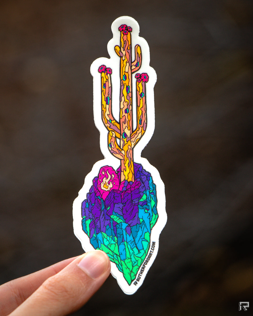 (Orange Cactus) Time Sentinel Sticker